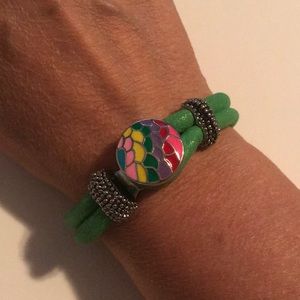 Green Rope Snap Bracelet With Snap